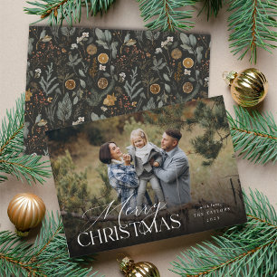 Moody Botanical Horizontal Photo Holiday Card