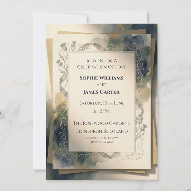 Moody Botanical Wedding Invitation (Front)