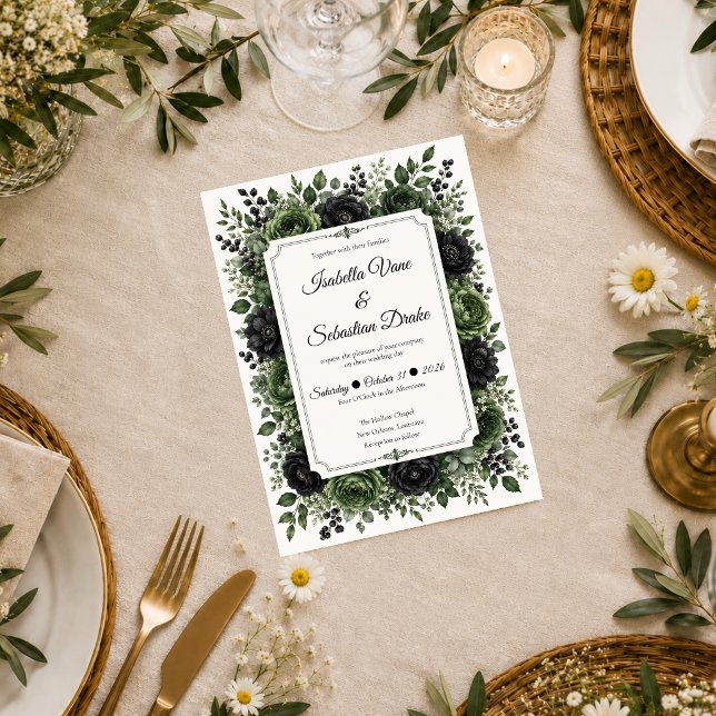 Moody Botanical Wedding Invitation (Creator Uploaded)