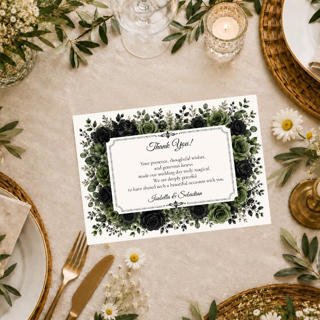 Moody Botanical Wedding Thank You Card (Creator Uploaded)