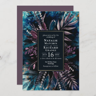Moody Bouquet botanical wedding Invitation