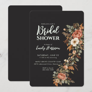 Moody Bridal Shower Dark Floral Invitation