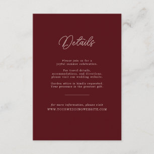 Moody Burgundy Dusty Rose Minimal Details Card