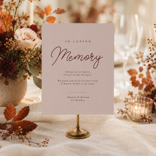 Moody Burgundy Dusty Rose Minimal Memorial Sign