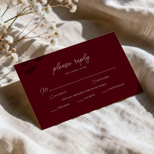 Moody Burgundy Dusty Rose Minimal RSVP Card