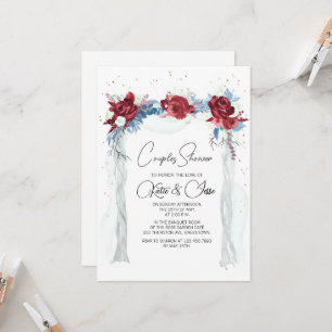 Moody Burgundy Floral Arch Couples Shower Invitation