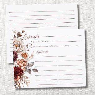 Moody Burgundy Floral Autumn Bridal Shower Recipe 