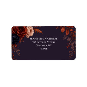 Moody Burgundy Floral Return Address Label