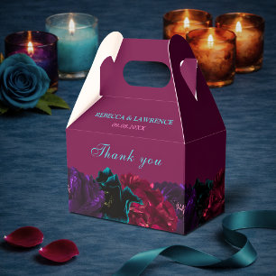 Moody Burgundy Jewel Tone Floral Wedding Favour Box