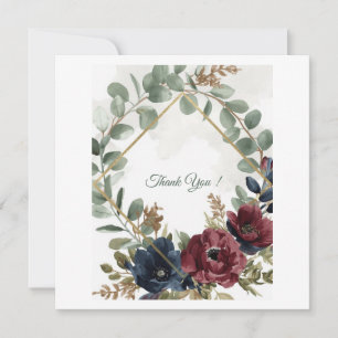 Moody Burgundy Navy Gold Foil Thank You Card