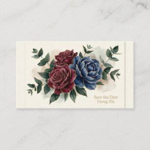 Moody Burgundy Navy Wedding Invitation   Dark Flor