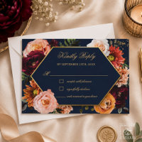 Moody Burgundy Orange Rust Navy Floral Wedding
