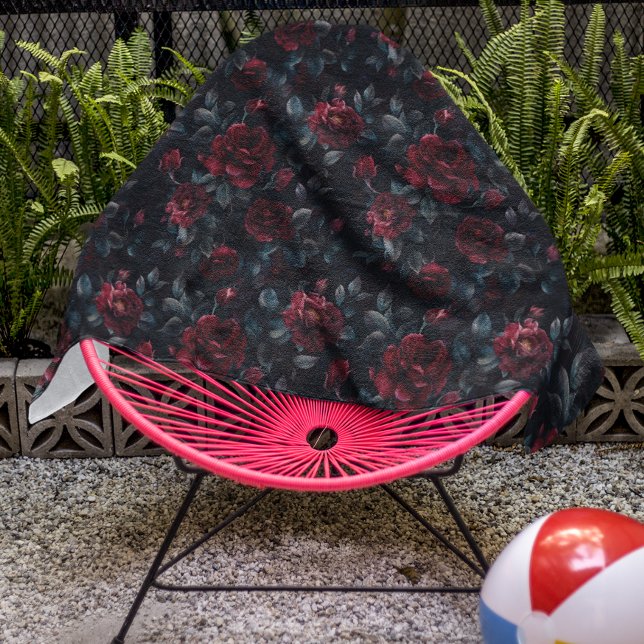 Moody Burgundy rose  Beach Towel (Creator Uploaded)