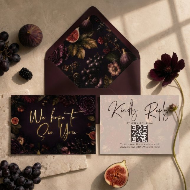 Moody Burgundy Wedding QR Code (Creator Uploaded)