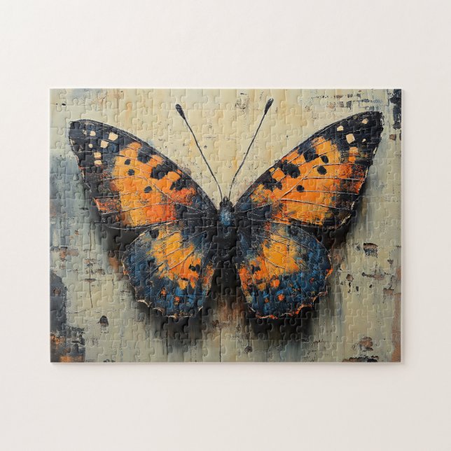 Moody Butterfly on Distressed Wall Jigsaw Puzzle (Horizontal)