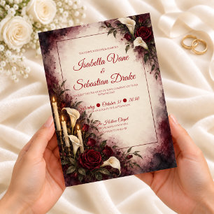Moody Calla Lily Rose Wedding Invitation