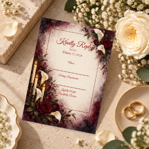 Moody Calla Lily Rose Wedding RSVP Card