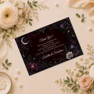 Moody Celestial Botanical Wedding Thank You Card