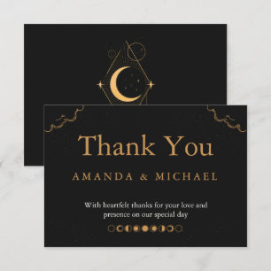 Moody Celestial Gold Moon starry night Thank You Card