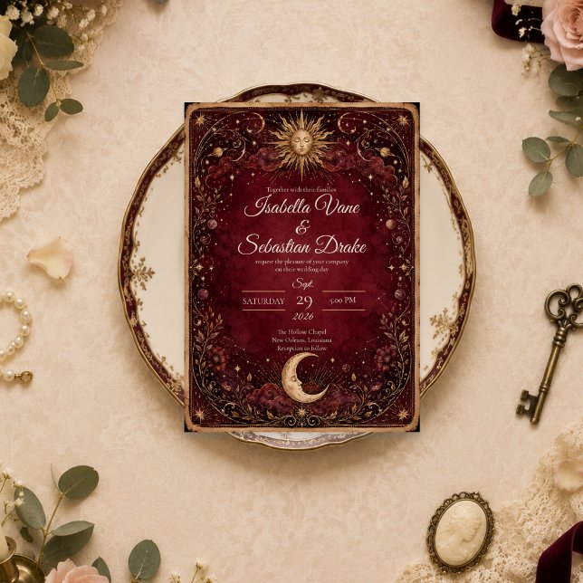 Moody Celestial Gothic Wedding Invitation (Creator Uploaded)