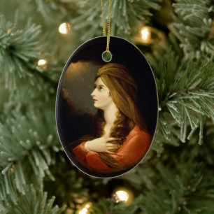 Moody Celestial Light Lady Red Turban Art Ceramic Tree Decoration