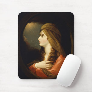 Moody Celestial Light Lady Red Turban Art Mouse Pad