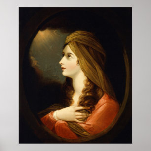 Moody Celestial Light Lady Red Turban Art Poster