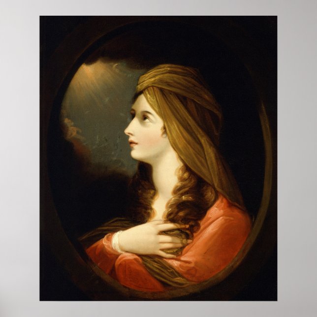 Moody Celestial Light Lady Red Turban Art Poster (Front)