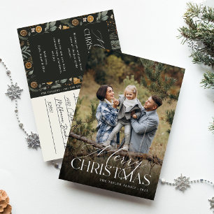 Moody Chrirstmas Botanical Vertical Photo Holiday Postcard