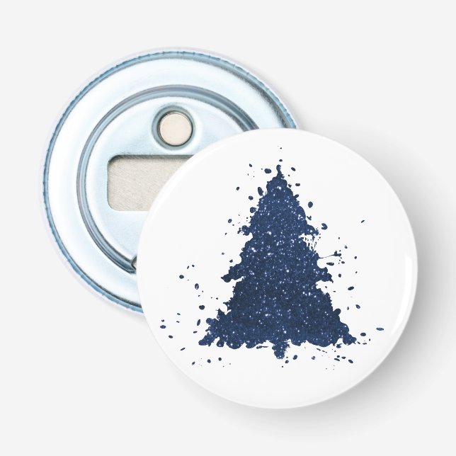 Moody Christmas Tree | Classy Dark Navy Blue Bottle Opener (Front)