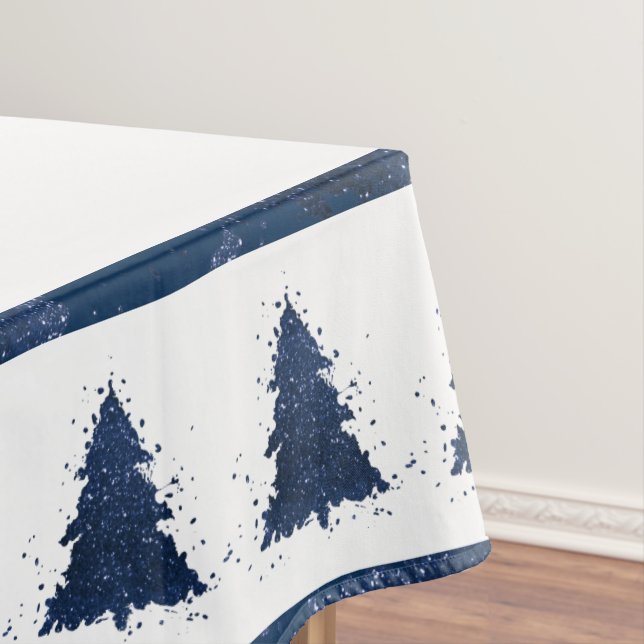Moody Christmas Tree | Classy Dark Navy Blue Tablecloth (In Situ)