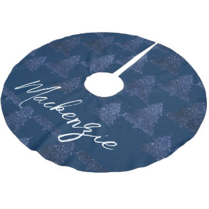 Moody Christmas Tree   Classy Navy Blue Splatter Brushed Polyester Tree Skirt