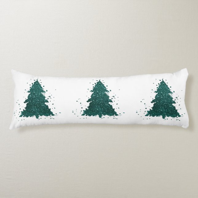 Moody Christmas Tree | Dark Midnight Teal Splatter Body Cushion (Front)
