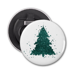Moody Christmas Tree   Dark Midnight Teal Splatter Bottle Opener