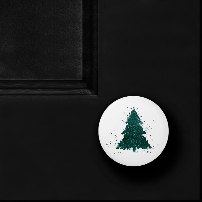 Moody Christmas Tree | Dark Midnight Teal Splatter Ceramic Knob (Creator Uploaded)