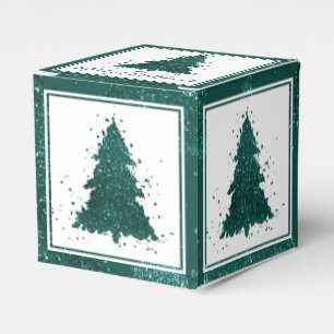 Moody Christmas Tree Dark Midnight Teal Splatter Favour Box