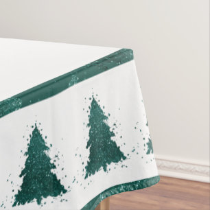 Moody Christmas Tree   Dark Midnight Teal Splatter Tablecloth