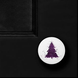 Moody Christmas Tree   Deep Plum Purple Splatter Ceramic Knob