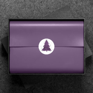 Moody Christmas Tree Deep Plum Purple Splatter Classic Round Sticker
