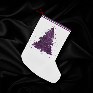 Moody Christmas Tree Deep Plum Purple Splatter Small Christmas Stocking