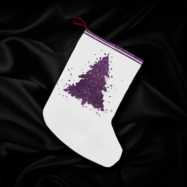 Moody Christmas Tree | Deep Plum Purple Splatter Small Christmas Stocking (Creator Uploaded)