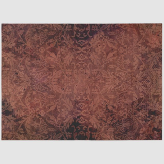 Moody Classic Pattern Dark Terracotta Red Burgundy Tissue Paper (Front)