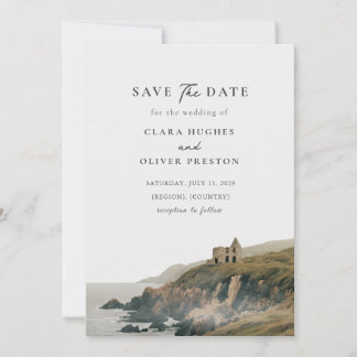 Moody Cliffside Atlantic Irish Coast Wedding Save The Date