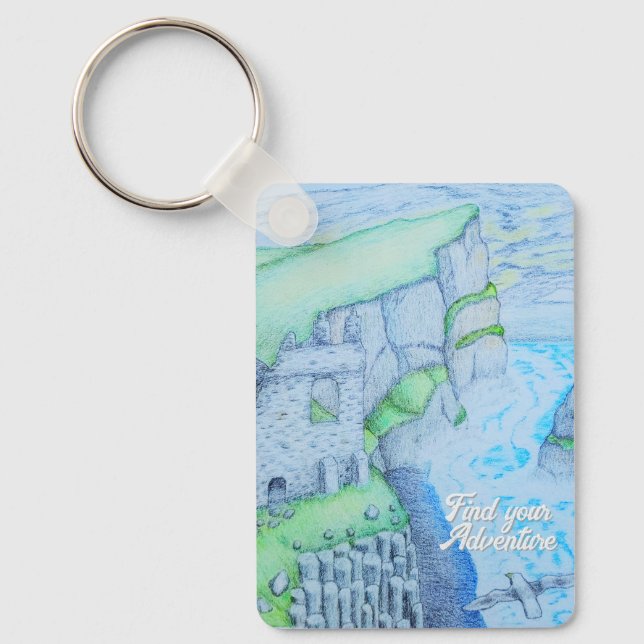 Moody cliffside ruin key ring (Front)