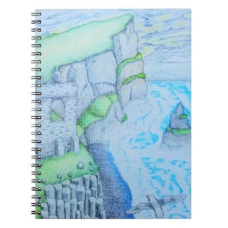 Moody cliffside ruin notebook