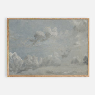 Moody clouds, large vintage oil  poster