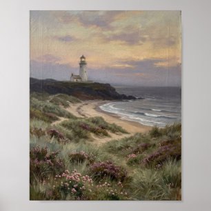 Moody Coastal Lighthouse Beacon Seascape II Poster