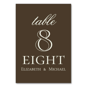Moody Coffee Ivory Script Wedding Table Number