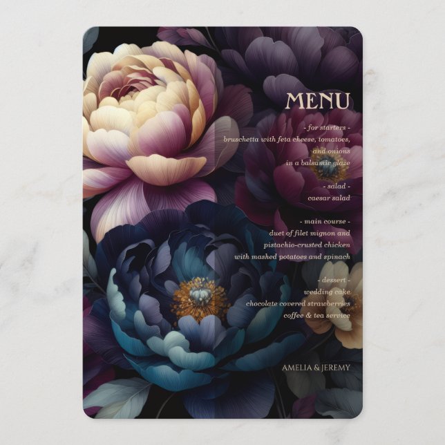 Moody Colourful Floral Menu (Front)