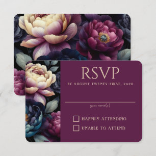 Moody Colourful Floral RSVP Card